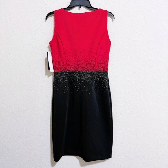 NEW Andrew Marc womens Beads/Sequins Black & Red Bodycon/Cocktail Dress Size 6 - Picture 5 of 15